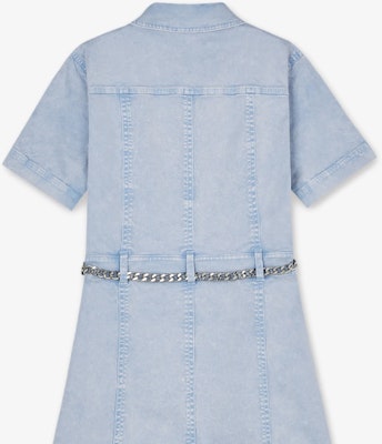 (W) 마이클 코어스 SS24 여성 라이트 블루 반팔 데님 미니 원피스. MS381PEE72-424 Sizing (W) 마이클 코어스 SS24 여성 라이트 블루 반팔 데님 미니 원피스. MS381PEE72-424