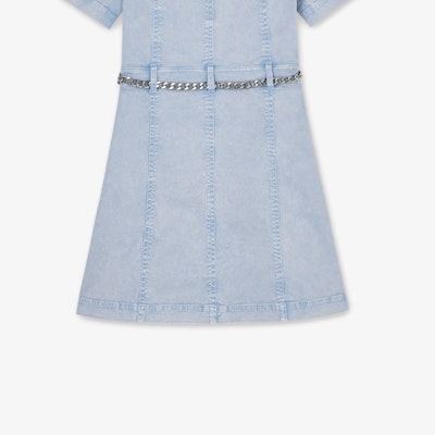 (W) 마이클 코어스 SS24 여성 라이트 블루 반팔 데님 미니 원피스. MS381PEE72-424 Cheap (W) 마이클 코어스 SS24 여성 라이트 블루 반팔 데님 미니 원피스. MS381PEE72-424