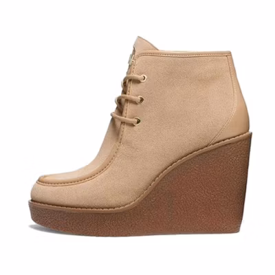 (W) MICHAEL KORS Suede Round-Toe Lace-Up Ankle Boots 'Khaki'