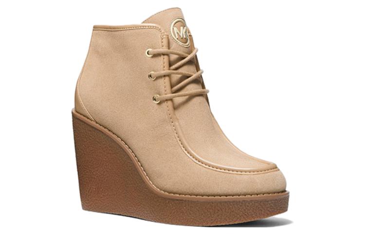 (W) MICHAEL KORS Suede Round-Toe Lace-Up Ankle Boots 'Khaki' 圖 2