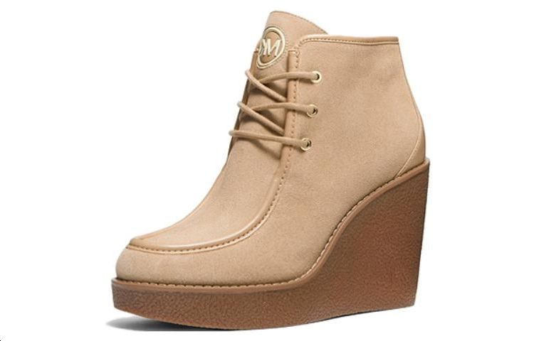 (W) MICHAEL KORS Suede Round-Toe Lace-Up Ankle Boots 'Khaki' 圖 3