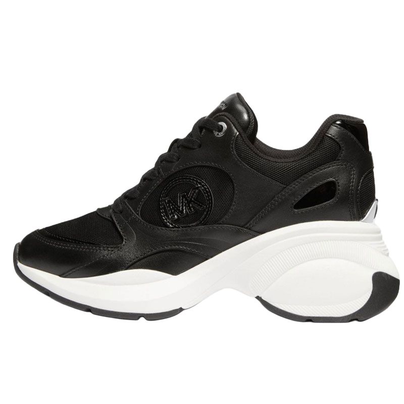 (Women) MICHAEL KORS Zuma Black Leather Low-Top Dad Sneakers 43H3ZUFS1L001