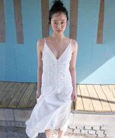 (Women) MICHIKO LONDON KOSHINO Asymmetrical Frill Dress White ML26SD46WH (Women) MICHIKO LONDON KOSHINO Asymmetrical Frill Dress White ML26SD46WH