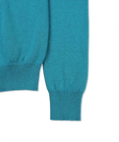 Shop (Women) MICHIKO LONDON KOSHINO Essential Round Knit Cardigan Teal Blue ML26SO01BL