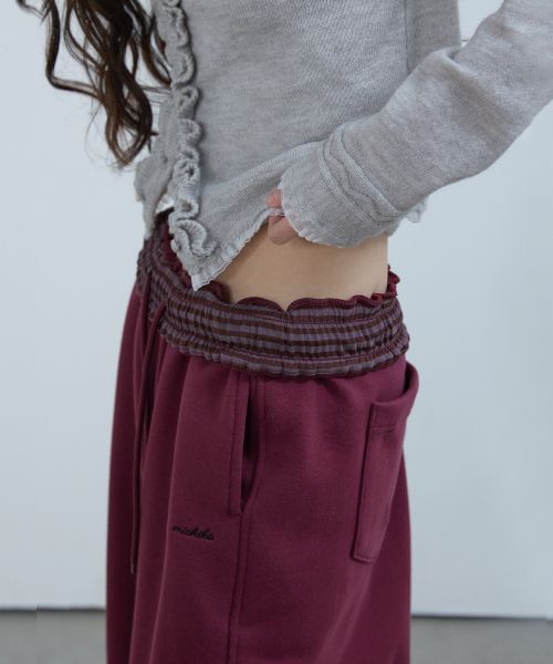 (Women) MICHIKO LONDON KOSHINO Fold Waist Sweatpants Burgundy ML26SB13BD