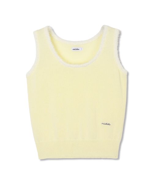 Order (Women) MICHIKO LONDON KOSHINO Hairy Trim Knit Vest Lemon Sorbet ML26ST22LE