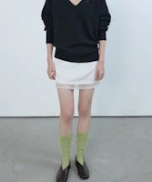 (Women) MICHIKO LONDON KOSHINO Layered Satin Mini Skirt Ivory ML26SB04IV (Women) MICHIKO LONDON KOSHINO Layered Satin Mini Skirt Ivory ML26SB04IV