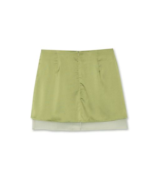 Purchase (W) 미치코 런던 코시노 레이어드 새틴 미니스커트 올리브 그린 ML26SB04OL