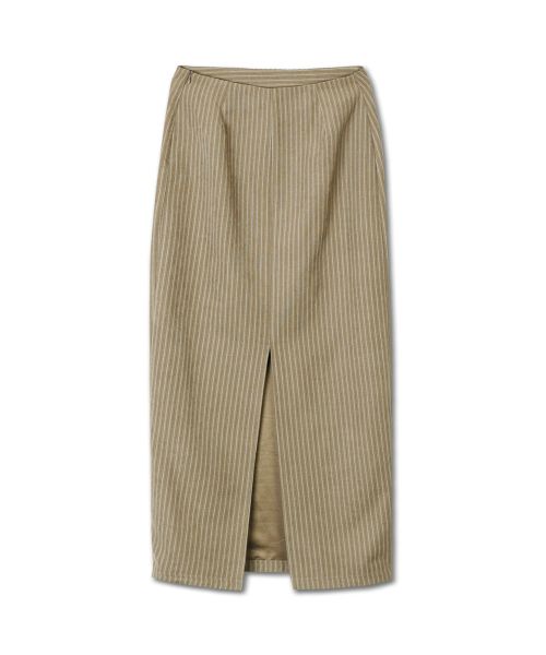 Shop (Women) Michiko London Koshino Matte Vintage Stripe Skirt Mud Beige ML25FB02BE