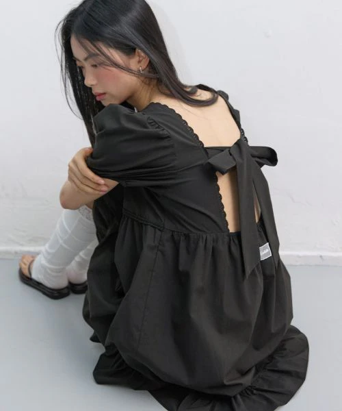 women-michiko-london-koshino-puff-sleeve-ribbon-mini-dress-black-ml-26-sd-05-bk
