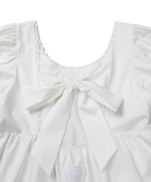 Details for (Women) MICHIKO LONDON KOSHINO Puff Sleeve Ribbon Mini Dress White ML26SD05WH
