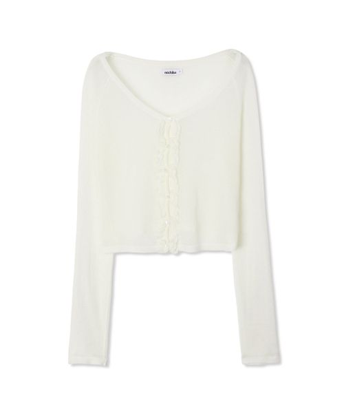 Order (W) 미치코 런던 코시노 러플 오프숄더 가디건 아이보리 ML26SO27IV