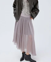 (Women) Michiko London Koshino Unbalanced Chiffon Skirt Ash Gray ML26FB41GR (Women) Michiko London Koshino Unbalanced Chiffon Skirt Ash Gray ML26FB41GR