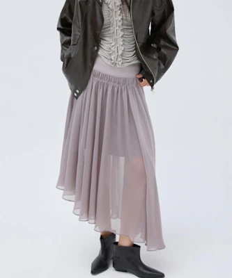 (Women) Michiko London Koshino Unbalanced Chiffon Skirt Ash Gray ML26FB41GR Buy (Women) Michiko London Koshino Unbalanced Chiffon Skirt Ash Gray ML26FB41GR