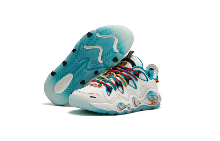 Shop (W) 휠라 퓨전 x 미첼앤네스 뱅크 버티컬 스니커즈 '화이트 블루' T12W343217FBS