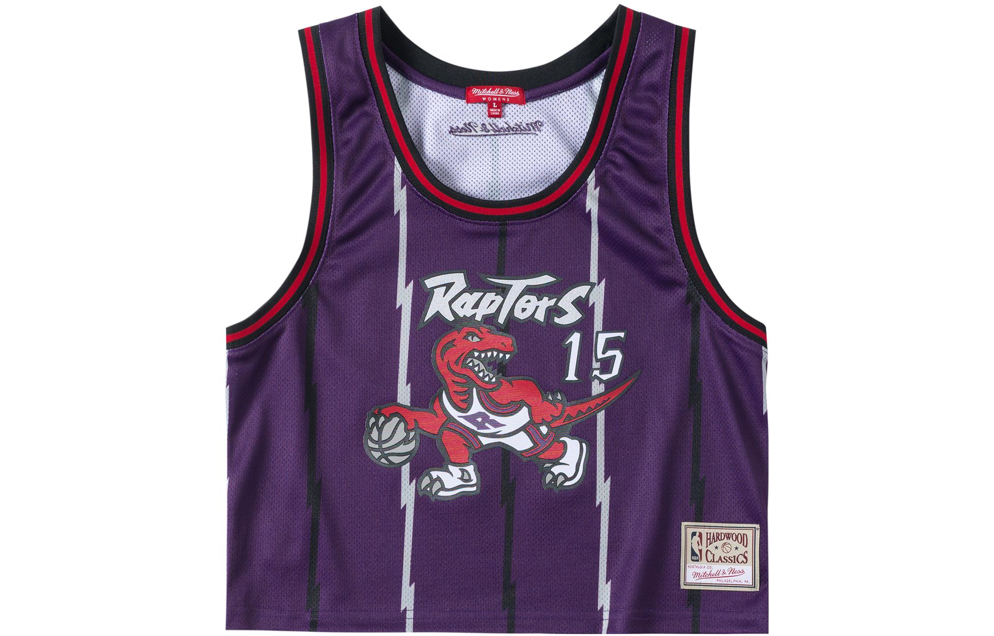 (Women) Mitchell Ness Mitchell & Ness Toronto Raptors  Printed Cropped Tank Top Purple. TNMP4841-TRA98VCAPURP