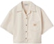 Buy (W) MIU MIU 米白色丹寧短袖襯衫帶刺繡Logo 寬鬆版型 GWC107-13WH-F0018