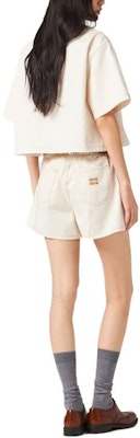 (W) MIU MIU 米白色丹寧短袖襯衫帶刺繡Logo 寬鬆版型 GWC107-13WH-F0018 Shop (W) MIU MIU 米白色丹寧短袖襯衫帶刺繡Logo 寬鬆版型 GWC107-13WH-F0018