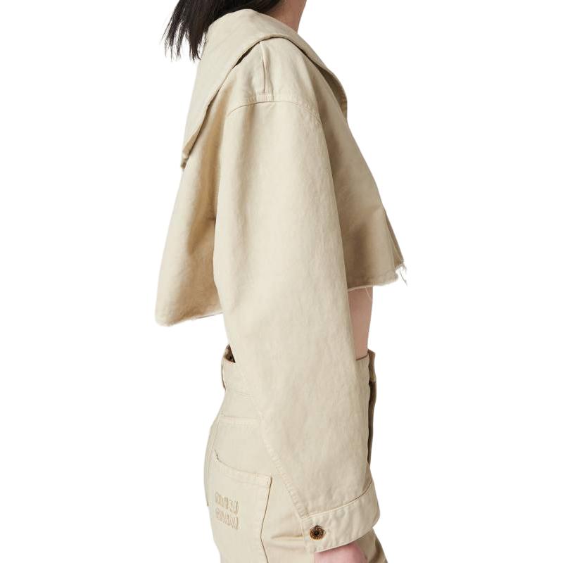 Purchase (Women) MIU MIU  Beige Gabardine Blouson Jacket with Sailor Collar and Long Sleeves ML902-1350-F0K74-S-231