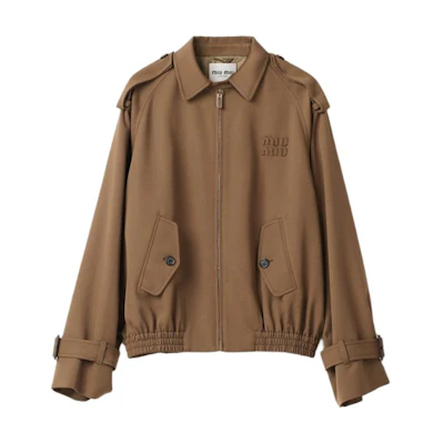 (Women) MIU MIU Beige Logo Zip-Up Collared Casual Jacket. ML1014-108N-F0594-S-OOO