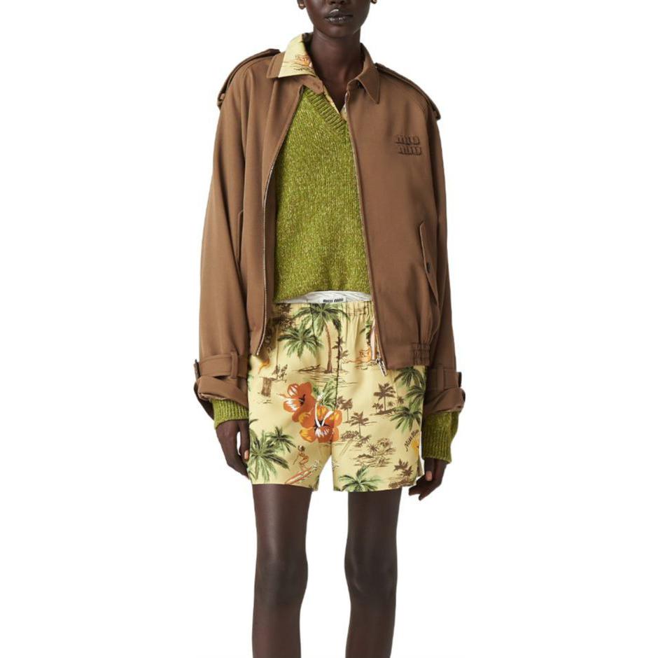 (Women) MIU MIU  Beige Logo Zip-Up Collared Casual Jacket. ML1014-108N-F0594-S-OOO 圖 3