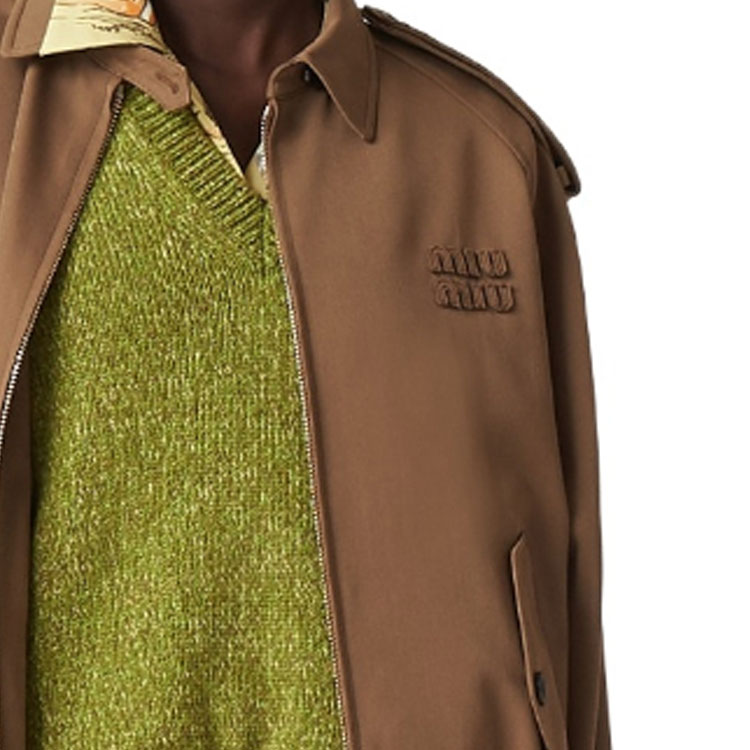 (Women) MIU MIU  Beige Logo Zip-Up Collared Casual Jacket. ML1014-108N-F0594-S-OOO 圖 6