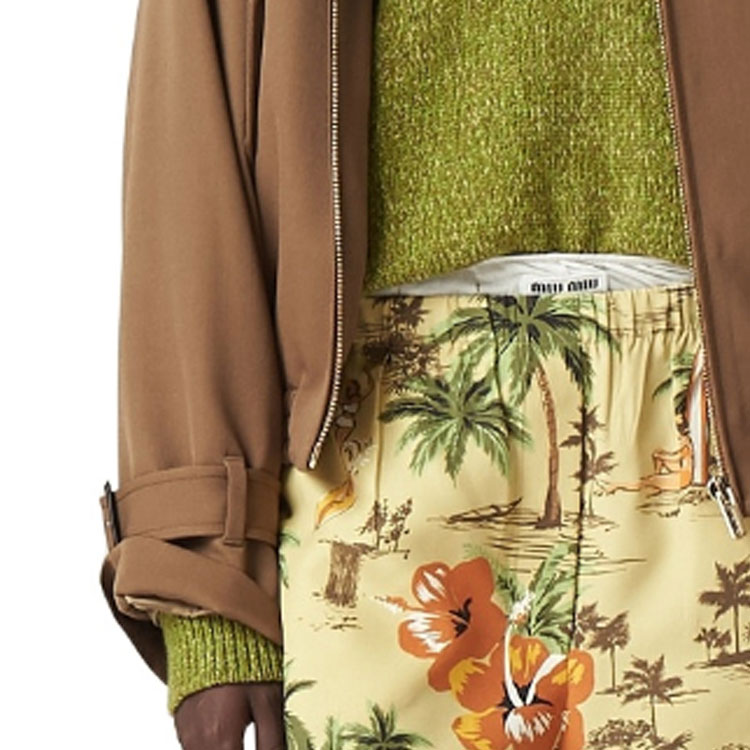 (Women) MIU MIU  Beige Logo Zip-Up Collared Casual Jacket. ML1014-108N-F0594-S-OOO 圖 7