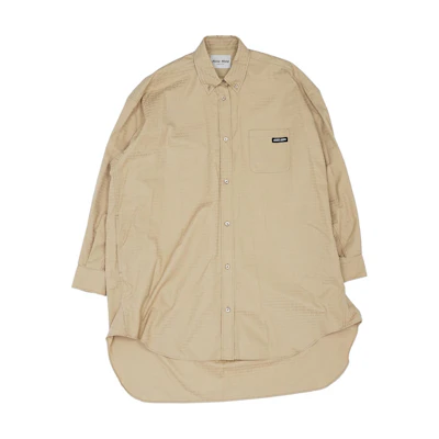 (Women) MIU MIU Beige Long-Sleeve Shirt with Button Front and Logo Design. MF5023-1XLJ-F0065-S-232