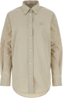(Women) MIU MIU Beige Long Sleeve Button-Up Collared Shirt. MK1693-10RG-F0A08-S-OOO (Women) MIU MIU Beige Long Sleeve Button-Up Collared Shirt. MK1693-10RG-F0A08-S-OOO