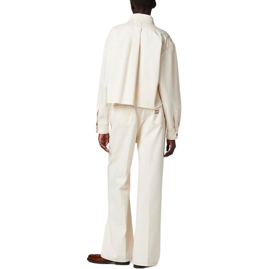 Shop (W) MIU MIU Beige Celana Jeans Denim Straight Fit Loose dengan Ritsleting. GWP419-13WH-F0018-S-231