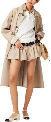 (W) MIU MIU 베이지 로우 웨이스트 데님 미니 스커트 백 로고 자수. GWD317-140H-S-OOO Lookbook (W) MIU MIU 베이지 로우 웨이스트 데님 미니 스커트 백 로고 자수. GWD317-140H-S-OOO