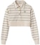 Order (Women) MIU MIU Beige Striped Letter Button Short Long-Sleeve Polo Shirt. MJL997-14NQ-F075R-S-OOO