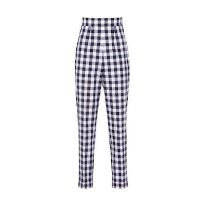(Women) MIU MIU Black and White Checkered Slim Fit Casual Pants. MP1560-1LTR-F0002