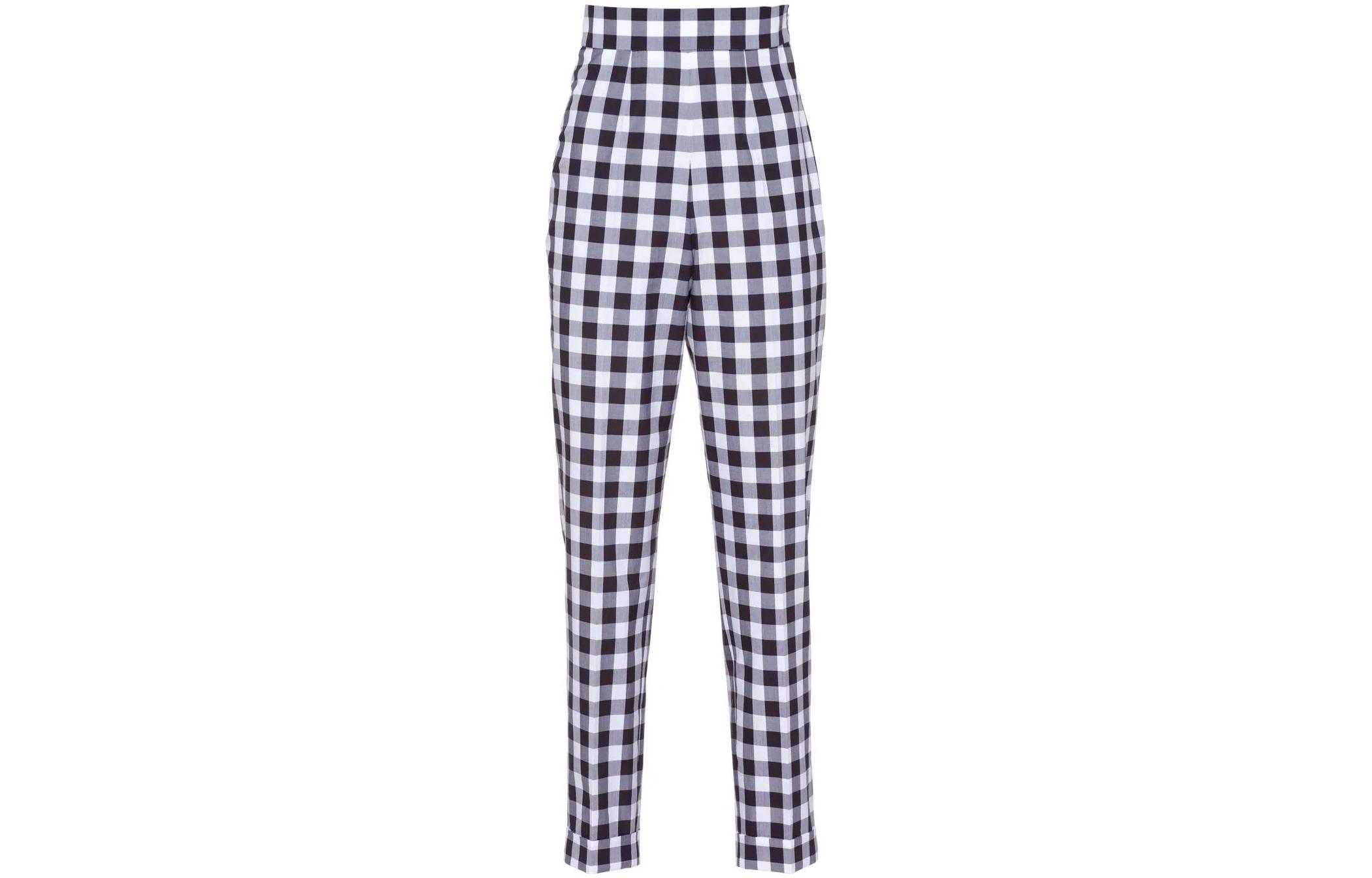 Order (W) ミウミウ ブラック＆ホワイト チェック柄 スリムフィット カジュアルパンツ MP1560-1LTR-F0002