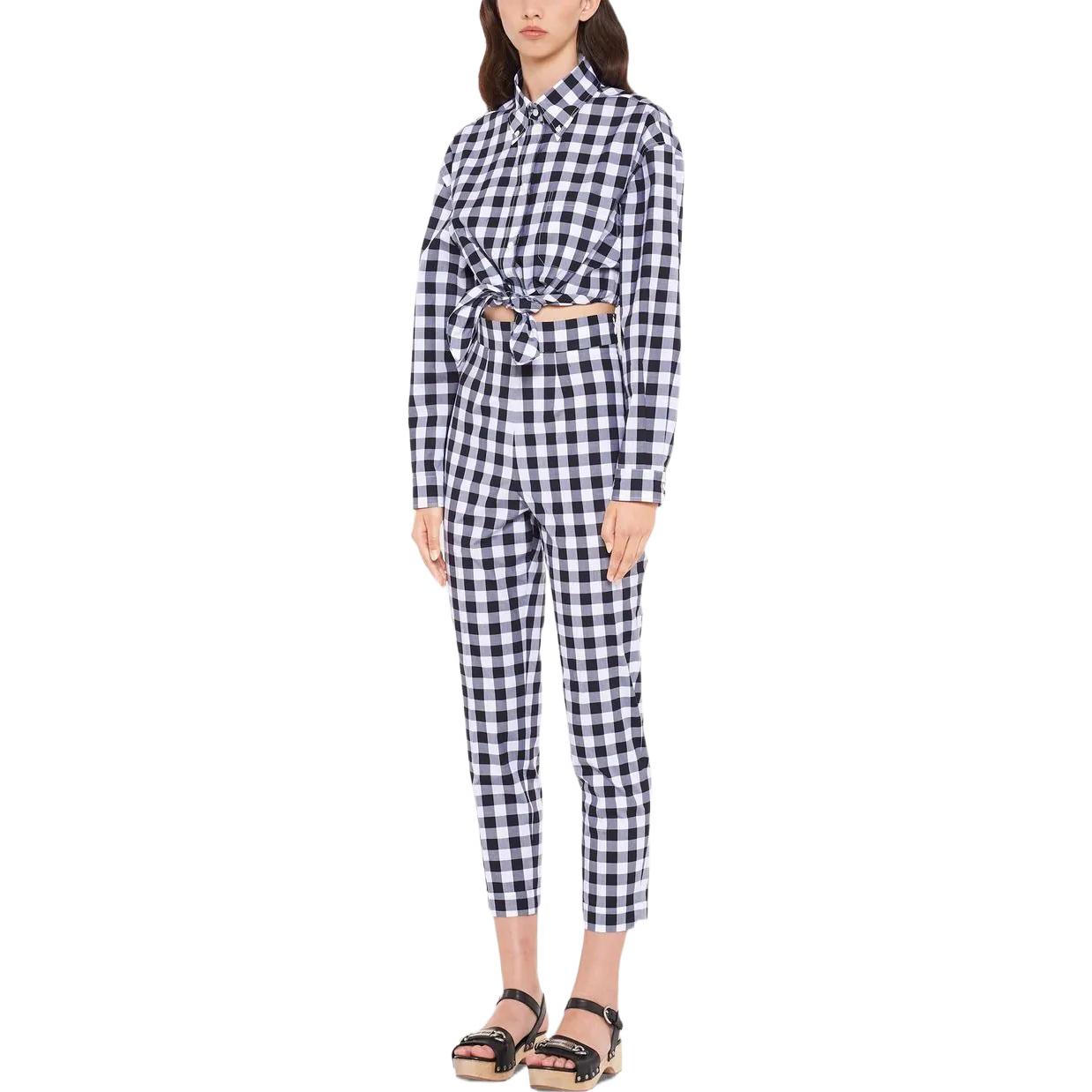 Lookbook (W) ミウミウ ブラック＆ホワイト チェック柄 スリムフィット カジュアルパンツ MP1560-1LTR-F0002