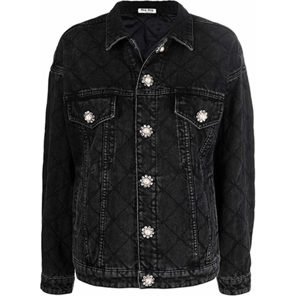(Women) MIU MIU  Black Buckle Denim Jacket GWB132-1Z30-F0002