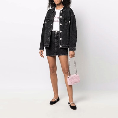 (Women) MIU MIU Black Buckle Denim Jacket GWB132-1Z30-F0002 Lookbook (Women) MIU MIU Black Buckle Denim Jacket GWB132-1Z30-F0002