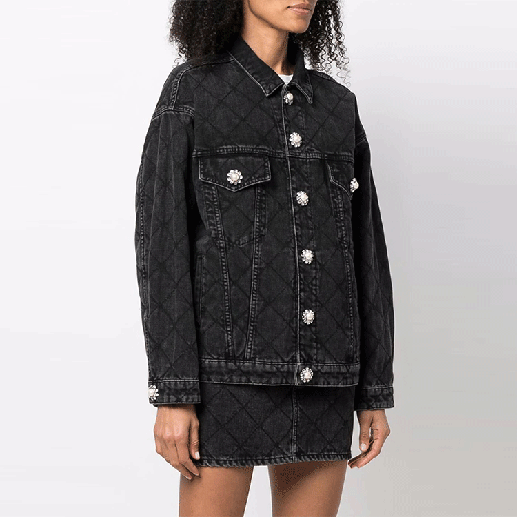 Shop (Women) MIU MIU  Black Buckle Denim Jacket GWB132-1Z30-F0002