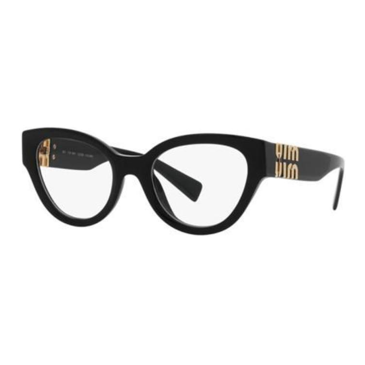 (Women) MIU MIU  Black Cat-Eye Optical Plastic Glasses with Logo Temples. POIZON240621601