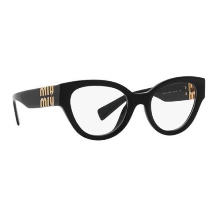 Shop (Women) MIU MIU  Black Cat-Eye Optical Plastic Glasses with Logo Temples. POIZON240621601