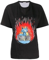 (Women) MIU MIU Black Cat Flame Print Short Sleeve T-Shirt MJN1451-UE9-F0002 (Women) MIU MIU Black Cat Flame Print Short Sleeve T-Shirt MJN1451-UE9-F0002