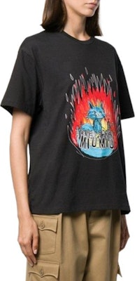 (W) MIU MIU 黑猫火焰印花短袖T恤 MJN1451-UE9-F0002 Purchase (W) MIU MIU 黑猫火焰印花短袖T恤 MJN1451-UE9-F0002