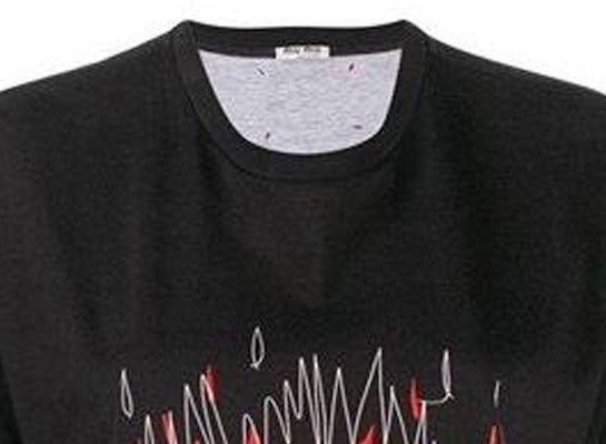 (W) MIU MIU 黑猫火焰印花短袖T恤 MJN1451-UE9-F0002 Details for (W) MIU MIU 黑猫火焰印花短袖T恤 MJN1451-UE9-F0002