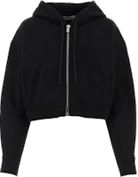 (Women) MIU MIU Black Cotton Zip-Up Hoodie Long Sleeve Short Jacket. MJL954-S23-213FV (Women) MIU MIU Black Cotton Zip-Up Hoodie Long Sleeve Short Jacket. MJL954-S23-213FV