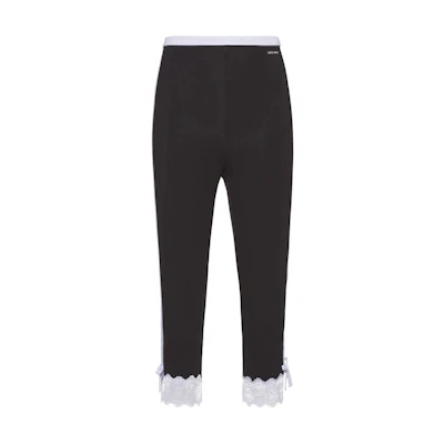 (Women) MIU MIU Black Cropped Pants with Lace Detail MJP227-1YF5-F0002