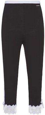 (Women) MIU MIU Black Cropped Pants with Lace Detail MJP227-1YF5-F0002 Order (Women) MIU MIU Black Cropped Pants with Lace Detail MJP227-1YF5-F0002