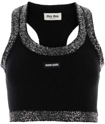 (W) MIU MIU 黑色标志标签短款背心。 MMV130-1331-F0806-S-C Order (W) MIU MIU 黑色标志标签短款背心。 MMV130-1331-F0806-S-C