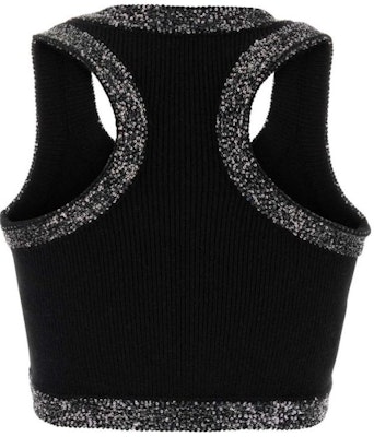 (W) MIU MIU 黑色标志标签短款背心。 MMV130-1331-F0806-S-C Lookbook (W) MIU MIU 黑色标志标签短款背心。 MMV130-1331-F0806-S-C