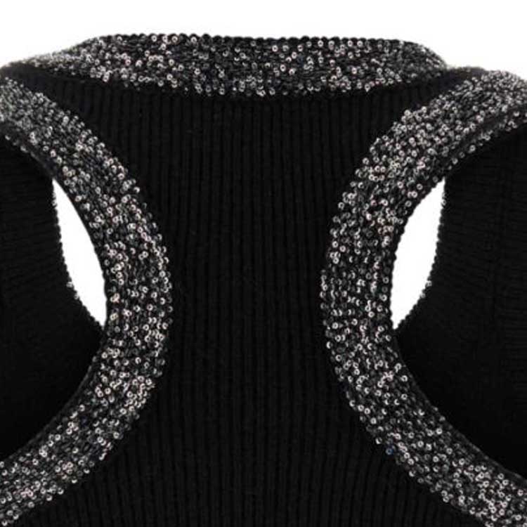 Sizing (W) ミュウミュウ ブラック ロゴラベル付きクロップドタンクトップ MMV130-1331-F0806-S-C