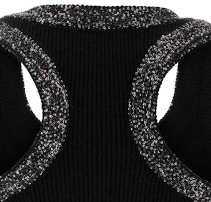 (W) MIU MIU 黑色标志标签短款背心。 MMV130-1331-F0806-S-C Sizing (W) MIU MIU 黑色标志标签短款背心。 MMV130-1331-F0806-S-C